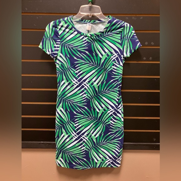 Tropical Leaf Print Dress stretchy - Picture 1 of 3